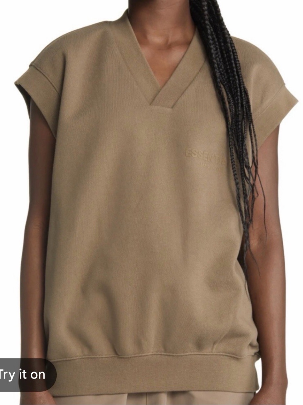 Fear of God ESSENTIALS brown v-neck pullover vest